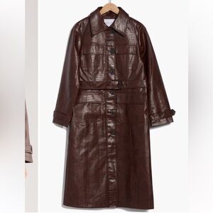 Rebecca Minkoff Croc Embossed Faux Leather Trench Coat